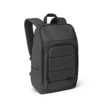 TOULON. Rucsac pentru laptop fabricat din poliester reciclat 600D de înaltă densitate, cu finisaj rezistent la apă și căptușeală 16" - Negru - 19 L