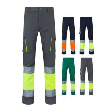 VL ZEUS. Pantaloni elastici cu două tonuri, cu buzunare multiple (240g/m²), din bumbac (46%), EME (38%) și poliester (16%)