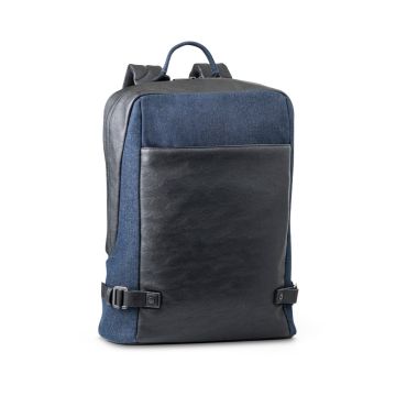 DIVERGENT BACKPACK I. Rucsac pentru laptop până la 15.6'' în denim și PU - Albastru marin