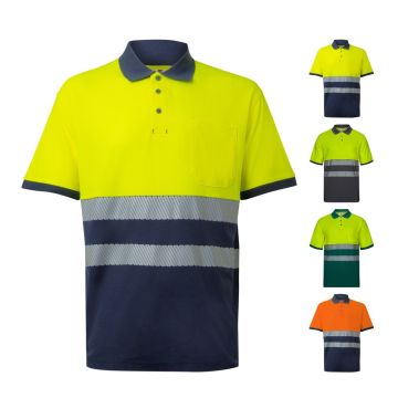VL ACHELOUS. Tricou polo piqué bicolor (150g/m²) cu mâneci scurte, din bumbac (55%) și poliester (45%)