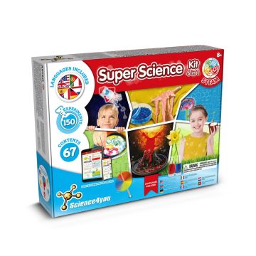 6 in 1 Super Science Kit II. Joc educațional furnizat cu o pungă cadou din hârtie kraft (100 g/m²) - Alb