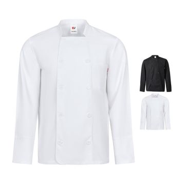 VL KALI. Jachetă de bucătărie cu mânecă lungă (175g/m²), din bumbac (35%) și poliester (65%)