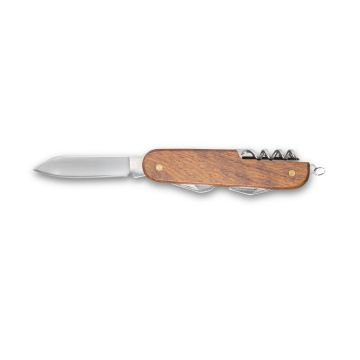 BELPIANO. Briceag multifuncțional de buzunar din oțel inoxidabil și lemn - Natural