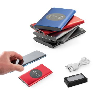 CASSINI. Power bank 4'000 mAh cu încărcător wireless de 5W din aluminiu reciclat (100% rAL)