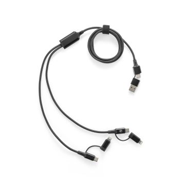 BERTOZZI. Cablu USB super rapid 6 în 1 fabricat din aluminiu și PET reciclat - Negru