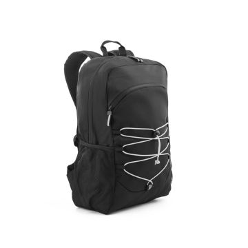 DELFOS BACKPACK. Rucsac pentru laptop 300D cupoliester reciclat și 600D cupoliester reciclat cu elemente reflectorizante - Negru - 18 L