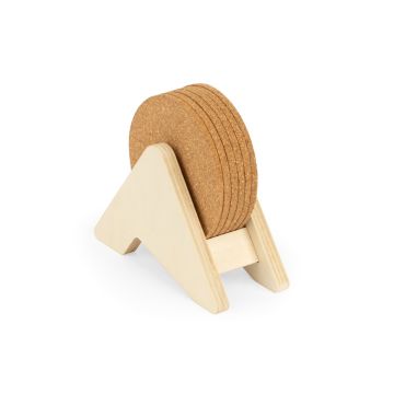 PLYCORK. Suport din placaj cu 6 coastere de plută - Natural