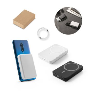 AMPERE 5. Power bank magnetic de 5'000 mAh cu încărcător wireless ultrarapid de 15W în ABS reciclat (100% rABS)