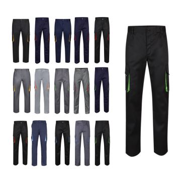 VL HYPNOS. Pantaloni de twill cu buzunare multiple în două tonuri (200g/m²), din bumbac (35%) și poliester (65%)