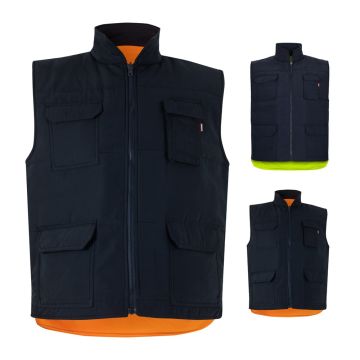 VL DIANA. Vestă căptușită (220g/m²), reversibilă și cu mai multe buzunare, din poliester (100%), cu închidere cu fermoar și extractor reversibil