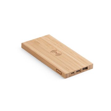 FITCH. Power bank de 5'000 mAh cu încărcător wireless de 5W din bambus - Natural