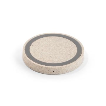 CUVIER. Încărcător wireless super rapid 5W în ABS și fibră de paie - Natural