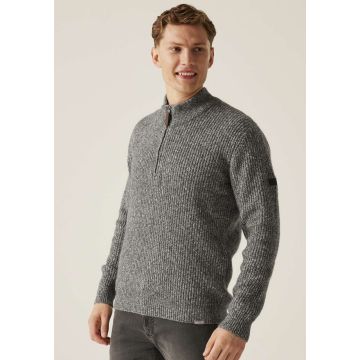 SOLOMON ZIP-NECK KNITTED PULLOVER