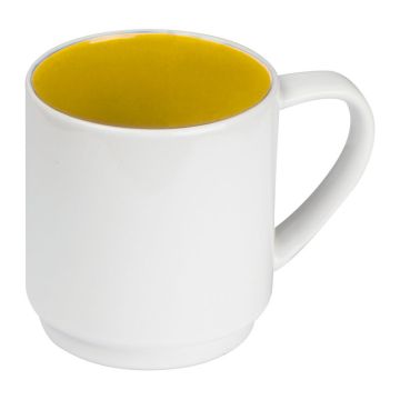 Ceramic cup, coloured inside and white outside - Yellow - ø 8,4 × 9 cm