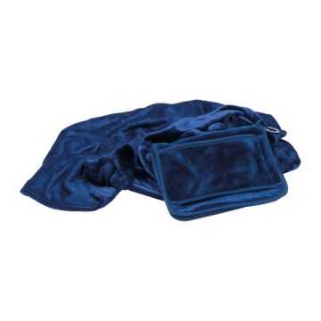 Pătură 2 în 1 cu pernă - Albastru Inchis - 120 x 150 cm