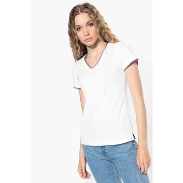 LADIES' PIQUÉ KNIT V-NECK T-SHIRT
