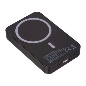 Powerbank magnetic RABS de 10000 mAh - Negru - 10,1 x 6,5 x 1,8 cm