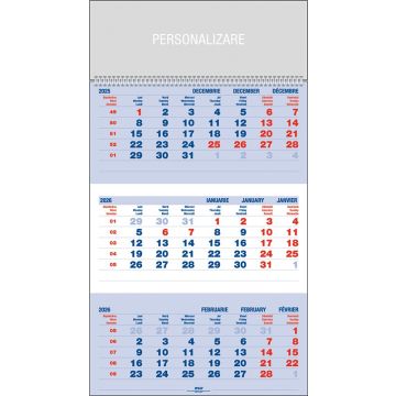Calendar Triptic de perete, personalizabil