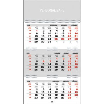 Calendar Triptic pliat, de perete, personalizabil